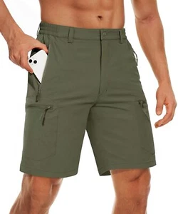 Men's Ripstop Hiking Shorts Casual Cargo Pants 5 Zipper Pockets Quick Dry Shorts - Picture 1 of 48