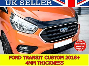 🇬🇧🌟  FORD TRANSIT CUSTOM 2018+ BONNET WIND STONE DEFLECTOR PROTECTOR BRA - Picture 1 of 7