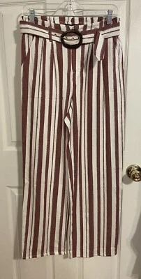 Pantalones Romeo & Juliet Couture Mezcla de Lino Talla M Nuevos con Etiquetas Rayas Fluidos Informales Playa Foto 1 de 4