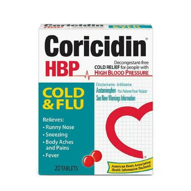 Coricidin HBP Cold & Flu (20 Tablets) ~EXP: 9/25 - Image 1 of 1
