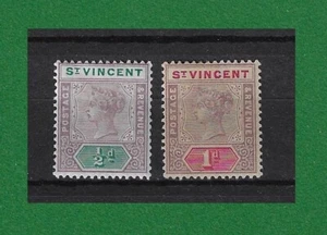 S344, St. Vincent 1899, Queen Victoria, SG#67-68, P 14, MH / MLH - Picture 1 of 2