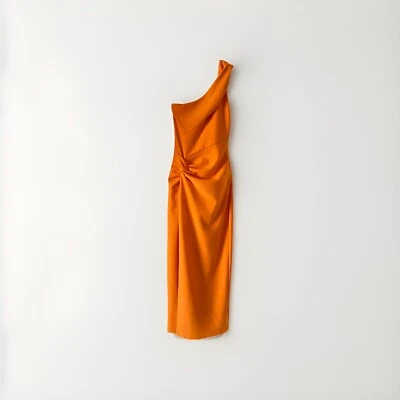 Orange Marciano One Shoulder Gown With Slit In Front Of Leg - Image 1 of 2