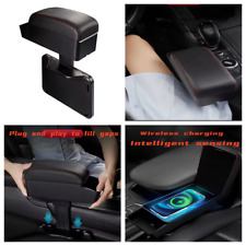 4-USB Wireless Charging Car PU ABS Armrest Box Central Console Cup Holder Storag
