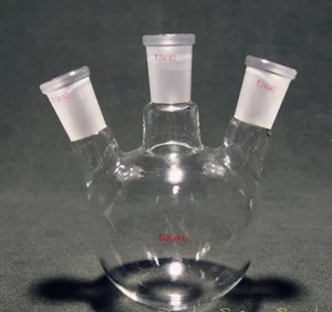 500ml 3-Neck 24/40 Round Bottom Glass Flask Three Necks Lab Chemistry Bottle - Picture 1 of 5