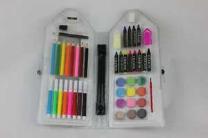 Art Set Kids 48 Piece Kreative Crayons Pencils Paint Eraser Brush Glue Markers - Picture 1 of 4