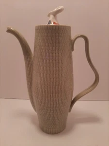 Red Wing Green CAPISTRANO Basket Weave Tall Coffee Pot With Lid 13" AWESOME! - Picture 1 of 24