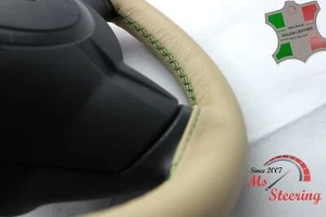 PARA MITSUBISHI LANCER EVO MOMO WHL 01-09 CUBIERTA VOLANTE CUERO BEIGE OSCURO - Imagen 1 de 6