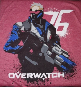 Blizzard Overwatch Soldier 76 Graphic Red T-Shirt XL EUC 42 Chest - Picture 1 of 4