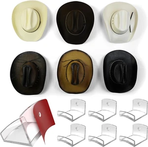 Adhesive Hat Hooks for Wall (6-Pack) - Cowboy Hat Rack, Wide Brim Hat Organiz... - Picture 1 of 1