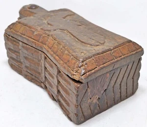 Antique Wooden Kitchenware Spice Box Original Old Hand Carved - Picture 1 of 10