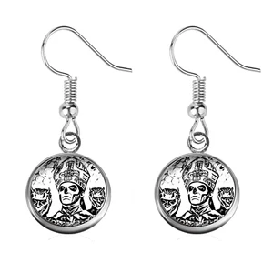 Ghost Swedish band drop earrings, stainless steel/glass, 3.6cm length 12mm width - Picture 1 of 3