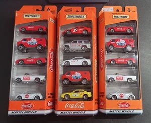 LOT OF 3 1998 & 1999 Matchbox Coca Cola 5 Car Gift Packs - #96487 and #35999 - Picture 1 of 2