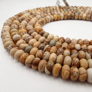 Natural Picture Jasper Smooth Rondelle Beads 4x6mm 5x8mm 6x10mm 15.5" Strand - Picture 1 of 2