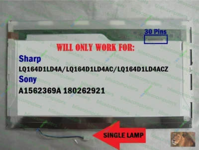 SHARP LQ164D1LD4AC LAPTOP LCD Screen SONY VAIO VGN-FW SERIES 16.4" WXGA++ - Image 1 of 4