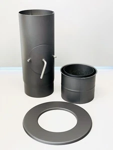 Color Emajl Canna Fumaria Tubo Stufa DIN130 Grigio Ghisa Set 3 pz Acciaio Ø130mm 35cm - Foto 1 di 6