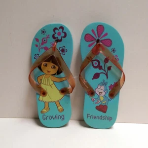 Dora The Explorer Kids Girls Flip Flops Beach Sandals Kids Girls Blue Large 2/3 - Picture 1 of 4