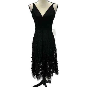 Dress The Population Sleeveless 3D Floral Cocktail Dress - Black - size XXS - Picture 1 of 10