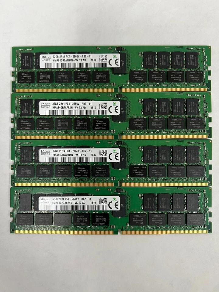 128GB (4x32GB) PC4-21300V-R DDR4 ECC Reg Server Memory for Dell PowerEdge R740 - Image 1 of 1