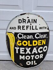 Vintage Texaco Motor Oil Porcelain Sign (Rare) Hunting Fishing Automobile Car 