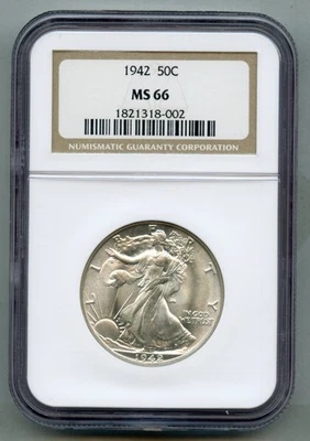 1942 Walking Liberty Silver Half Dollar NGC MS 66 - Image 1 of 4