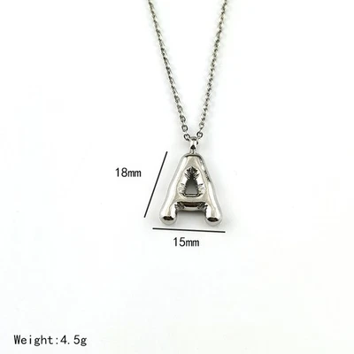 A ~ Z серебро покрытием пузырь инициал письмо цепочка ожерелье универсальный свитер цепочка - Изображение 1 из 4