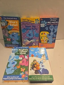 Vintage Lot Of 5 Blue's Clues VHS Tapes Play Along With Blue - Picture 1 of 4