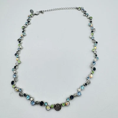 Lia Sophia Necklace Happy Hour Multi Color Cut Crystals Silver Tone 16-19" - Image 1 of 4