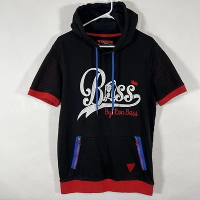 Moletom com capuz Bass By Ron Bass manga curta masculino tamanho grande preto vermelho azul bordado - Imagem 1 de 4
