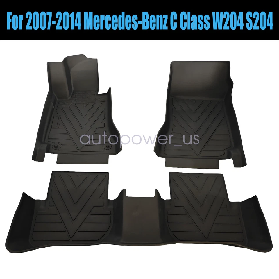 For 2007 - 2013 Mercedes-Benz C Class W204 S204 TPE Floor Mats Liners Black New - Image 1 of 4