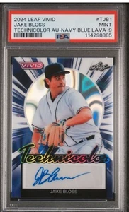 Jake Bloss /7 AUTO NAVY BLUE LAVA PSA 9 MINT 2024 Leaf Vivid #T-JB1 POP 1 - Bild 1 von 2