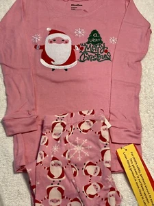 Pigiama 2 pezzi rosa Dinodee ""Babbo Natale"" - nuovo con etichette - taglie 2T - 4 - Foto 1 di 4