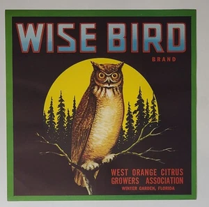 ADVERTISING Label Wise Bird Winter Garden Florida Citrus - Picture 1 of 1
