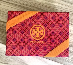 Tory Burch Gift Card Box with orange band 4" x 5.25", includes gift card sleeves - Picture 1 of 2