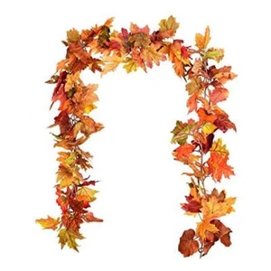 2 Pack Fall Garland Maple Leaf, 5.9Ft/Piece Hanging Vine Garland Orange - Picture 1 of 8
