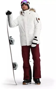 New Obermeyer Ridgeline Insulated Jacket Faux Fur Men's Size XL White Snow Ski - Picture 1 of 11