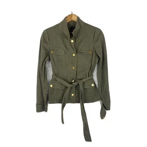 G By Guess Womens L Army Green Snap Front Jacket Long Sleeve Cargo - Picture 1 of 11