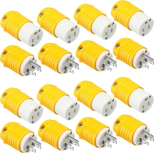 16 Pcs Extension Cord Ends 15A 125V 2 Pole 3 Wire Heavy Duty Male Plug Female Co - Picture 1 of 7