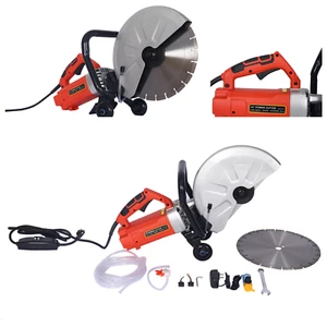 Electric 14" Cut Off Saw Wet/Dry Concrete Saw Cutter Guide Roller with Blade - Picture 1 of 8