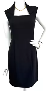Andre Marc New york Ponte Knit Dress Half Collar Sleeveless Zip black Size XS - Picture 1 of 7