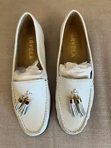 CREWE BY CARVELA - WHITE LEATHER WOMENS SHOES + TASSELS - NEW WITH BOX - SIZE 41 - Picture 1 of 5