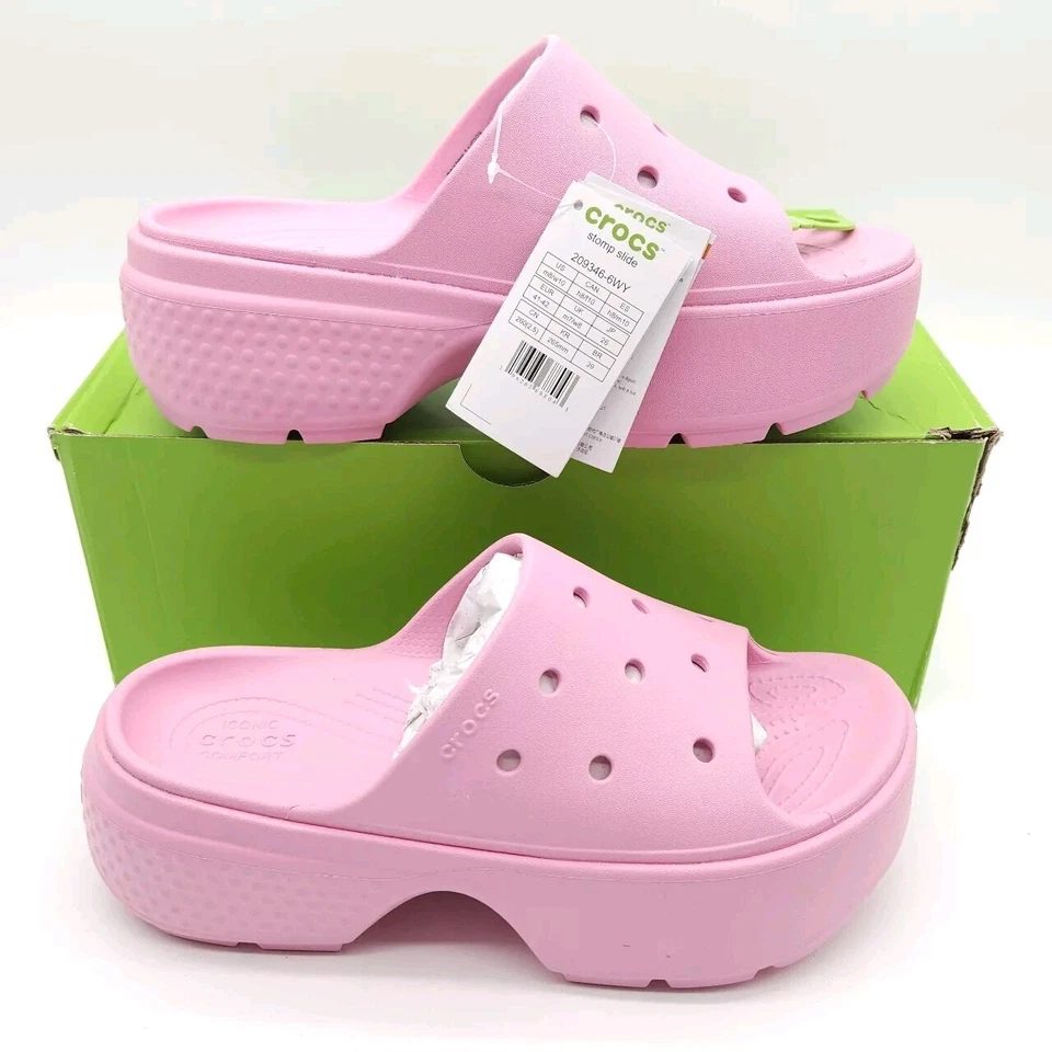 Crocs Stomp Slide Womens 9 / Mens 7 Pink Tweed Rose 209346-6WY