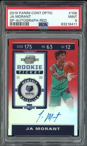 【PANINI OPTIC CONTENDERS 2019 20】- RED VARIANT JA MORANT RC AUTO /149 - PSA 9 🔥 - Picture 1 of 2