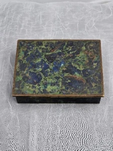 Scatola per pillole in marmo verde moderno metà secolo con intarsio in legno - Foto 1 di 3