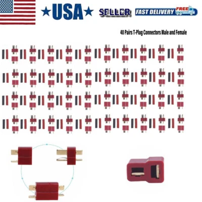 80Pcs Male Female T Plug Connectors Deans Style +Heat Shrink For RC LiPo Battery - Image 1 of 4