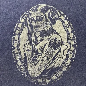 Maglietta Star Wars Principessa Leia R2D2 Teschio Giorno dei Morti Blu Adulto Distressed - Foto 1 di 6