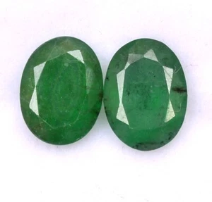 8x6 mm Certified Natural Emerald Oval Cut Pair 2.35 CTS Faceted Loose Gemstones - Picture 1 of 5