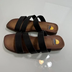 Maui Island Sandals Stretch Straps Comfort Slip On Slides Black Women's Size 7 M - Picture 1 of 2