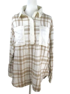 American Eagle Hemd Damen S Oversized creme braun kariert 19-780 - Bild 1 von 12