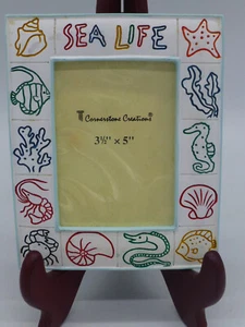 Gorgeous “Sea Life” 3.5 x 5” Frame with Shells, Coral, Fish, Lobster, Fish etc. - Picture 1 of 5