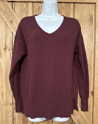 J экипажа свитер женщин маленький бордовый длинным рукавом v-образным вырезом вискозы/шерсти смесь - Изображение 1 из 4
